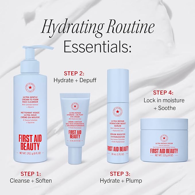 First Aid Beauty - Hydrating Eye Cream with Hyaluronic Acid, Nourishing Eye Cream that Provides 24 hours of Hydration, Helps Smooth Fine Lines, Wrinkles & Puffiness, Safe for Sensitive Skin, 0.5 oz