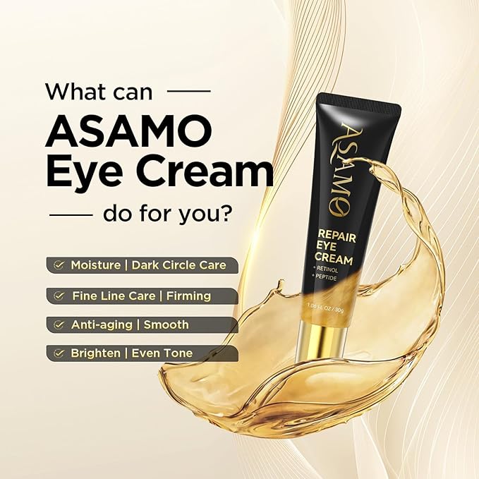 ASAMO Eye Cream for Dark Circles and Puffiness - Under Eye Moisturizer to Reduce Fine Lines & Wrinkles