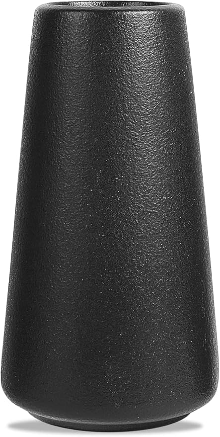 Premium Quality Large Ceramic Black Vase - 9 inch | Flower Vase for Home Decor, Farmhouse, Modern, Bohemian & Aesthetic Room Decor