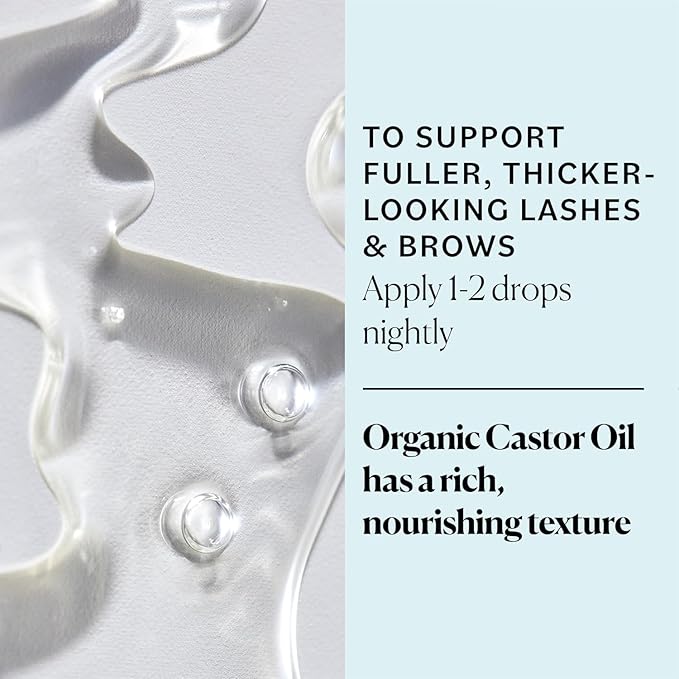 Sky Organics - USDA Organic Castor Oil Eyelash Serum (1 fl oz/30 mL) Brown Glass Bottle for UV Protection - Fuller-Looking Eyebrow & Lash Serum - Conditioning Hair Oil - Vegan, Cruelty Free, Self Care