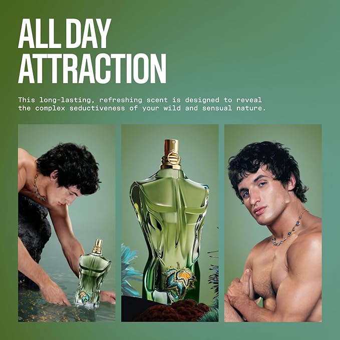 Jean Paul Gaultier Le Beau Paradise Garden Eau de Parfum for Men - Long Lasting Fresh Woody Aquatic Mens Cologne with Coconut Water, Green Fig & Sandalwood - Designer Fragrance Spray, 2.5 oz