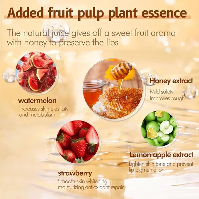 Honey Lip Balm, Strawbemy Apple Watermelon Cherries, Coconuts, Peaches, Grapes, Mint Lip Mask, Moisturizing Lip Sleeping Mask, Hydrate Repair Prevent Dry Cracked Lip (4 Flavors)