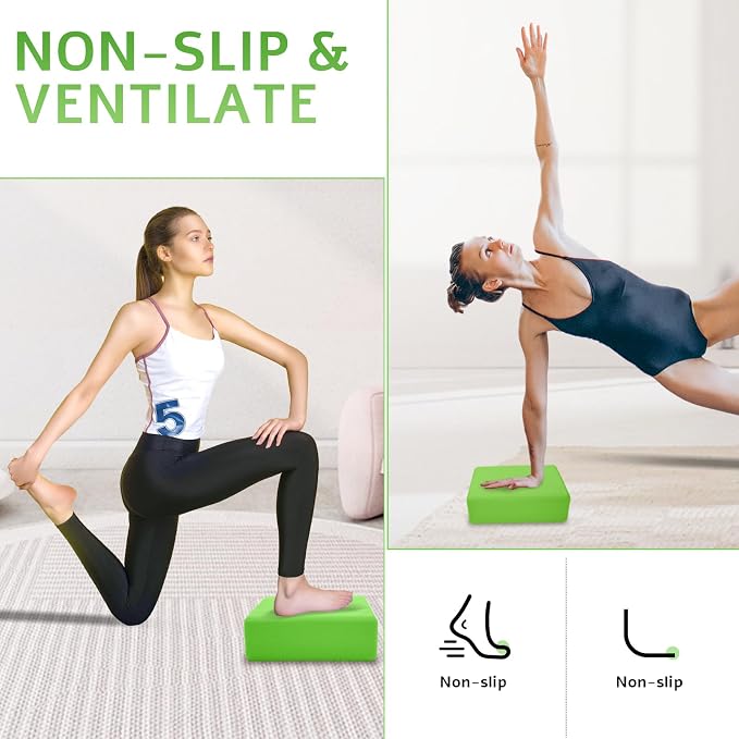 Yoga Blocks 2 Pack, Premium Yoga Brick Foam Blocks to Improve Strength, Flexibility & Balance, Light Weight - Safe and Stable Support for Yoga, Pilates, Meditation & Stretching