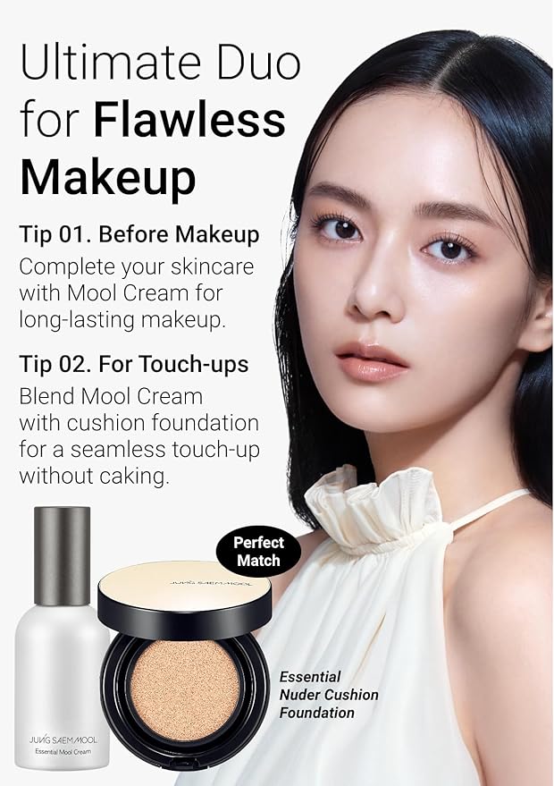 JUNG SAEM MOOL Essential Mool Cream 1.7 Fl Oz, Lightweight Watery Face Cream with Ceramide and Panthenol for Deep Hydration and Radiant Skin, Skin Barrier Support, Korean Foundation Makeup Prep