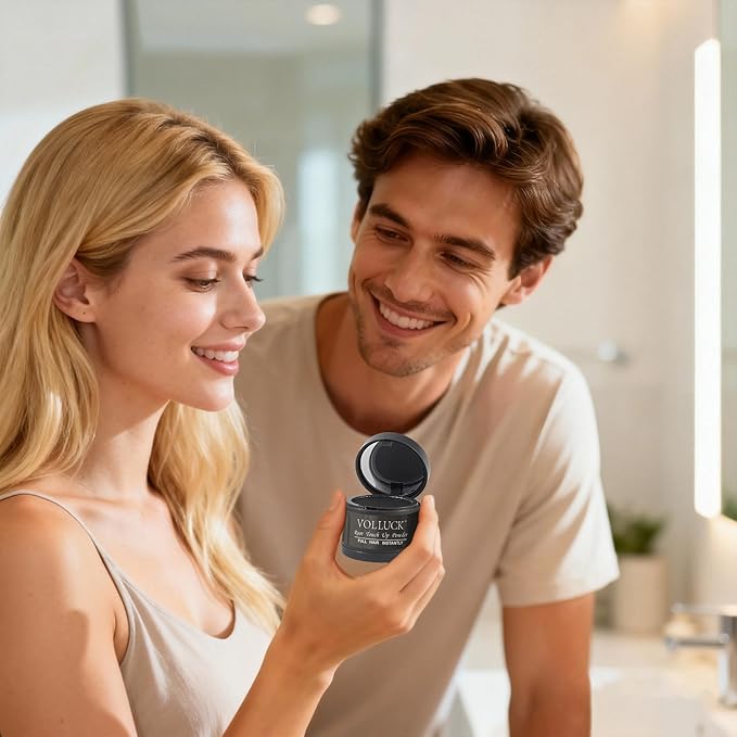 VOLLUCK Root Touch up Powder, Instant Hairline Powder for Thinning Areas and Gray Hair Coverage, Natural and Non-greasy Root Cover up for Women and Men (Light Blonde, 0.14 Ounce)