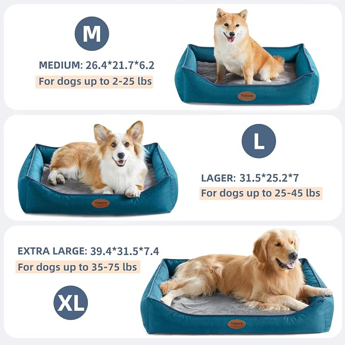 Tidore Orthopedic Dog Beds for Medium Dogs, Durable Egg Crate Foam Sofa Dog Bed wit Washable Removable Cover,Waterproof Lining,Pet Bed for Large Dogs (Peacock Blue, 26.4" L x 21.7" W x 6.2" Th)