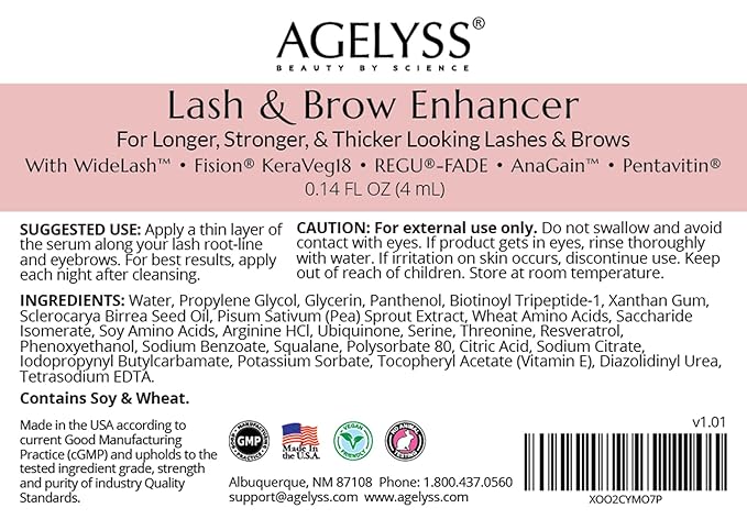 Agelyss Lash & Brow Enhancer - Longer, Stronger & Thicker Lash and Brows - 3 Bottles