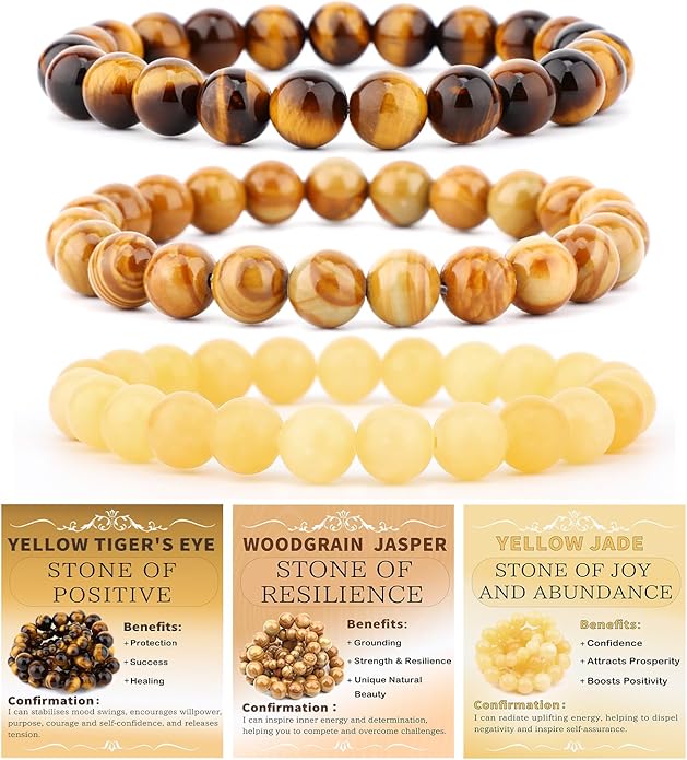 NCB 2.3-Piece 4mm Natural Crystal Gemstone Stretch Bracelets – Handmade Reiki Energy Healing Jewelry for Meditation,Yoga, Unisex