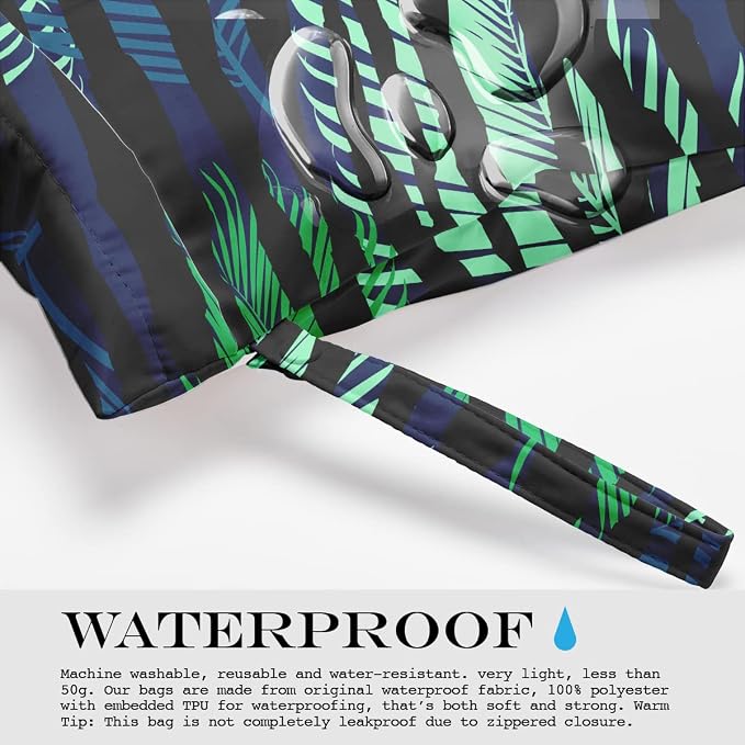 Wet Bag, Wet Dry Bag, Wet Bag for Swimsuit, Travel, Beach, Pool, Diapers, Dirty Yoga Gym Clothes, Makeup Bag, Waterproof Tropical Palm Leaves Decor Jungle Palm Leaf Favors