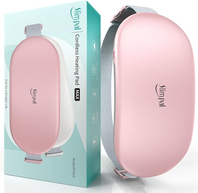 Slimpal Heating Pad for Period Cramps, Plus-Sized Portable Electric Heating Pad, Menstrual Cordless Heat Belt Back, Belly, Waist Pain Relief, Christmas Stocking Gift for Her Girl Women, Light Pink