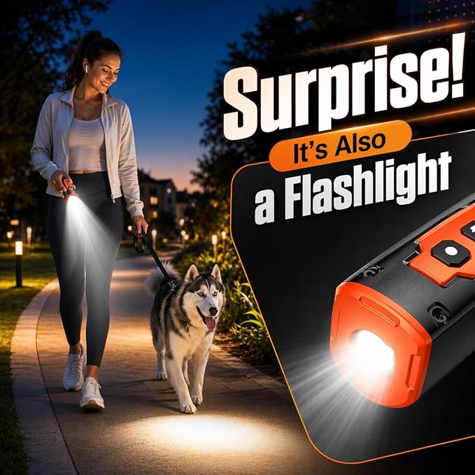 2026 New Dog Bark Deterrent Devices, 1-Touch Anti Barking Device for Dogs with 3 Sonic Heads, 50ft Range, Rechargeable & Safe Dog Training Tool with Flashlight, Helps Improve Behavior