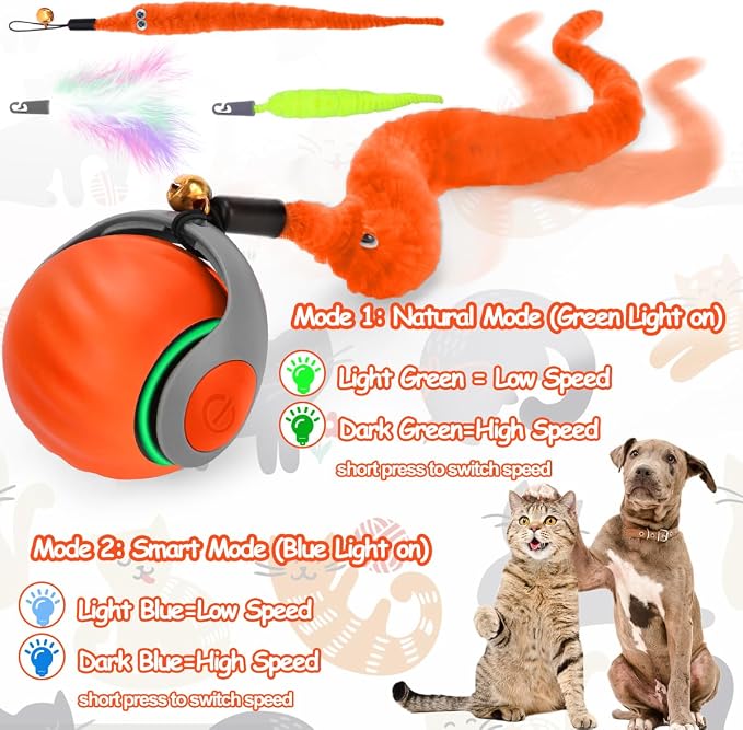 2PCS Interactive Cat Toy Ball, Rechargeable Cat Toys for Indoor Cats