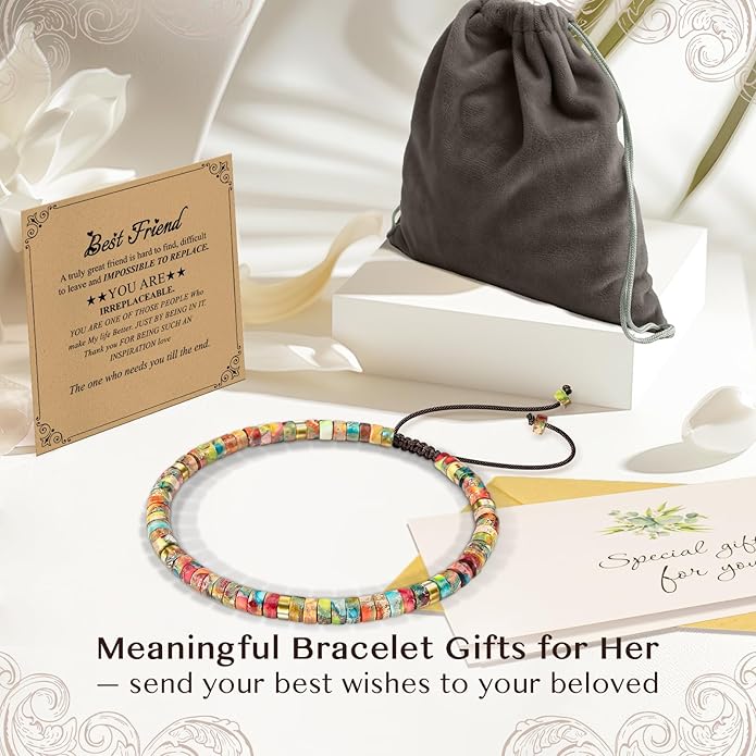 Inspirational Gifts Bracelets for Women: Valentines Mothers Day Birthday Gifts for Women Friends Sister Mom - Healing Natural Stone Beads Bracelets Thinking of you Get Well Soon Gift for Women
