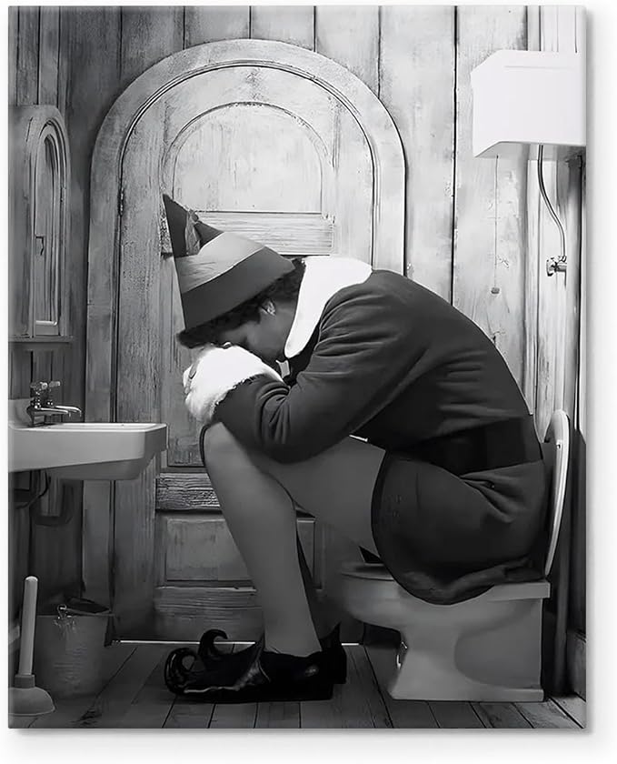Funny Bathroom Canvas Wall Art, Toilet Paper Humor Poster, 11x14 Inch | Hilarious bathroom comedy decor and modern toilet artwork, gag gift for home, guest bath or office, Humor Style-03