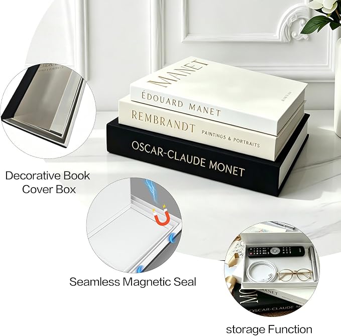 Decorative Faux Books Storage Box, Modern Stacked Books for Shelf & Table Decor, Multi-Functional Ornament for Photo Storage & Living Room Decoration