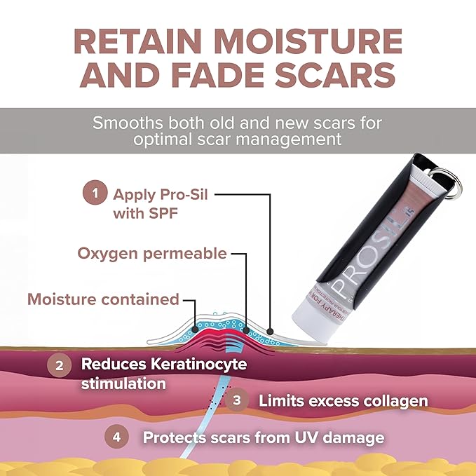 ProSil Elite Carry with SPF 15 – Patented Scar Treatment in a Portable Keychain – Smooth Glide-On, Professional-Grade Silicone Scar Stick - Mess-Free, Travel-Friendly & Lightweight - Black Sleeve