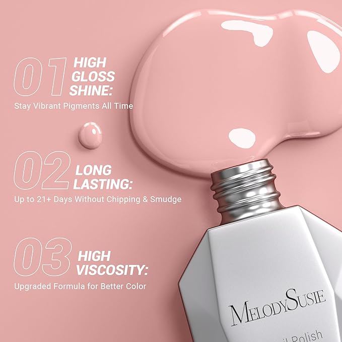 MelodySusie Thick Pink Gel Nail Polish,0.5fl oz Baby Pink Nails Soak Off UV LED Light Nude Pink Gel Polish Christmas Gift for Women Nail Art Manicure Salon DIY Nail Design Decoration at Home-107