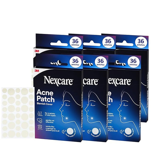 Nexcare Acne Absorbing Covers, Hydrocolloid Pimple Patch, 216 Acne Covers (Bulk 6-Pack) – Large Supply Invisible Acne Patches for All Skin Types