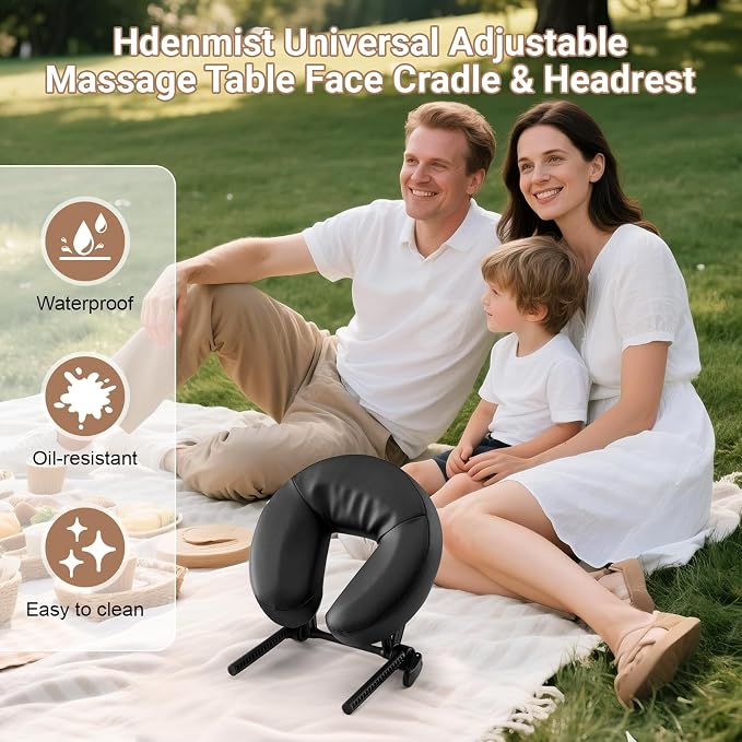 Universal Adjustable Massage Table Face Cradle & Headrest, Memory Foam Face Pillow Cushion for 3-7 Inch Mattress Massage Table Headrest for Eye Surgery Recovery Salon SPA Massage Bed