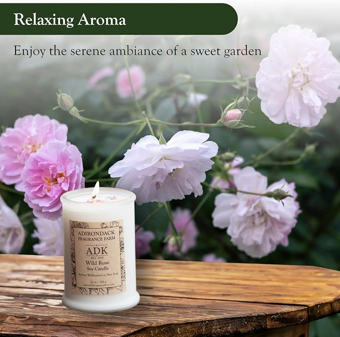 ADK Wild Rose Scented Candle, 20 Oz Aromatherapy Candle, Proudly Poured in The USA, Natural Wax for Relaxation and Home Décor, for Gift, Kitchen, and Living Spaces