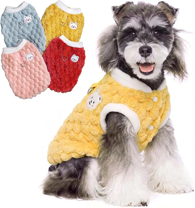 Dog Sweater for Small Dogs Puppy Cats Winter Warm Soft Pet Clothes Pullover Cute Extra Small Dog Apparel, Cat Sweaters for Cats Only Fit Chihuahua Yorkie(Yellow, L)