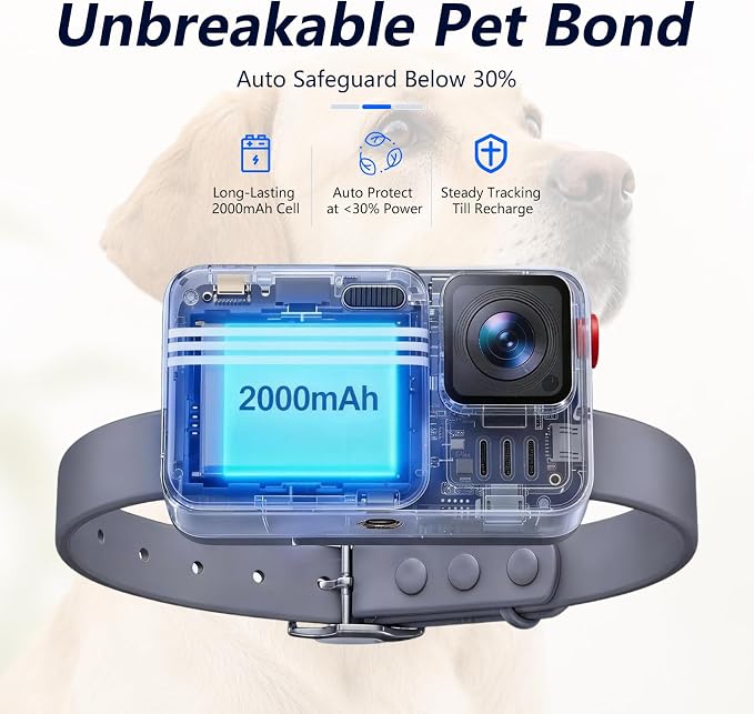 Joviren 4G Wireless Dog Fence & GPS Dog Collar with HD Camera,App-Controlled Boundaries Live Screen and Real-Time Tracking,Rechargeable Long Battery and IP66 Waterproof