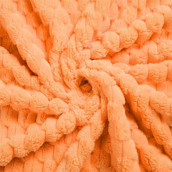 Excervent Hexagon Jacquard Throw Blanket for Bed, 50x70 Inches, Orange | Decorative Fuzzy Flannel Fleece Throw Blanket for Sofa Bed Couch, Super Soft Cozy, Suitable for All Seasons