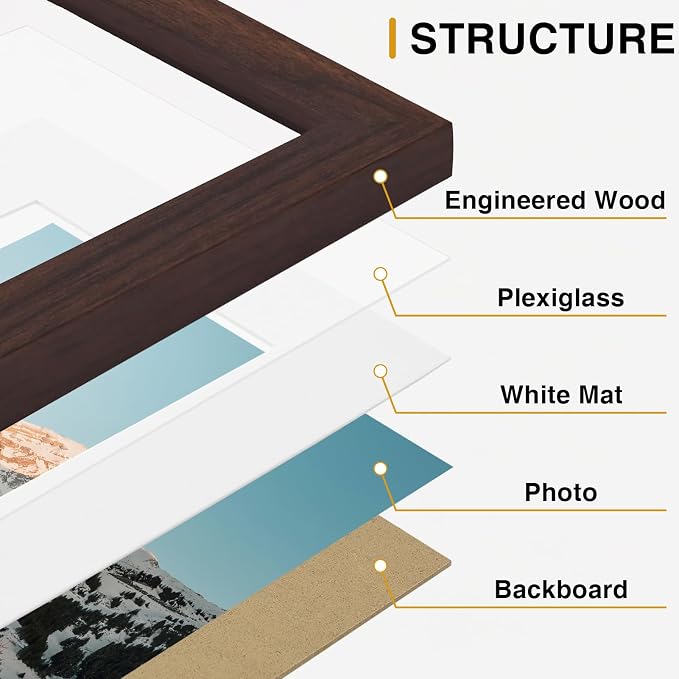 Vittanly 15 Pack Picture Frames Collage Wall Decor, Wall/Tabletop Display | Light Brown, Multi-Size Gallery Wall Frame Set: 3pcs 8x10, 6pcs 5x7, 6pcs 4x6. Picture Frame Set for Family
