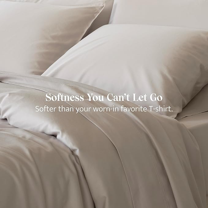 Double Stitch Cotton Tencel Sheet - Bed Sheets Set King Size, 4Pc Luxury Hotel Bedding Set, Soft, Cooling & Breathable for Hot Sleepers, Deep Pocket Up to 16 Inches, Winter Sky