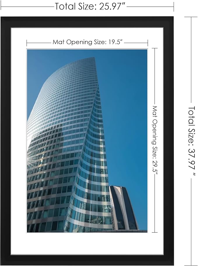24x36 Poster Frame Set of 6, Wall Mount Display, Black | Display Pictures 20x30 with Mat or 24x36 Without Mat, Horizontal or Vertical, Gallery Wall Frame Set, Wedding Birthday Gifts
