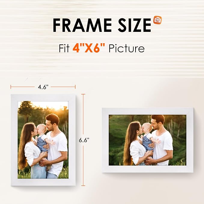 4x6 Picture Frame Set of 2, Photo Frame 4x6 with HD Plexiglass, White Picture Frames Collage for Tabletop or Wall Display