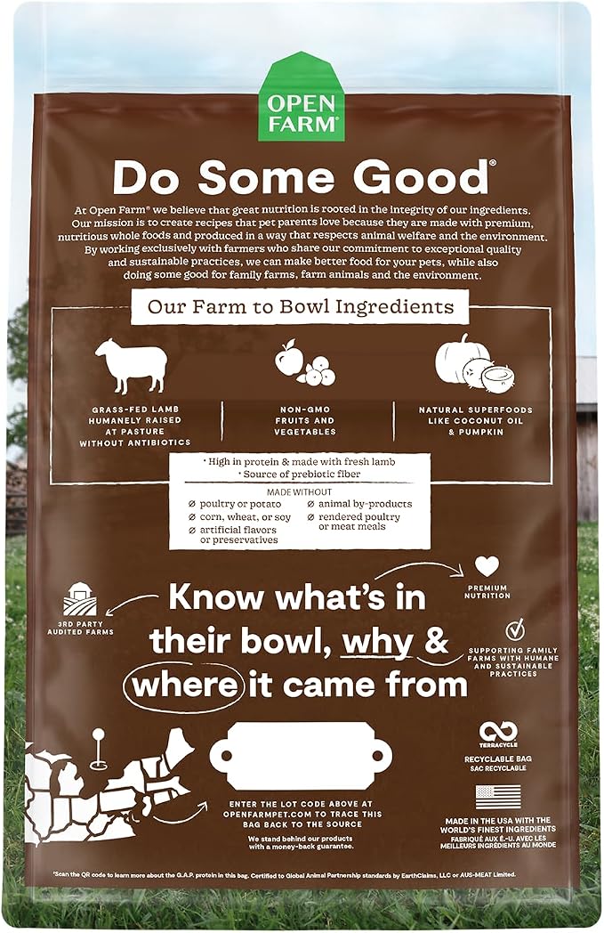 Open Farm Pasture-Raised Lamb Grain-Free Dry Cat Food, Humanely Raised Lamb Recipe with Non-GMO Superfoods and No Artificial Flavors or Preservatives, 2 lbs