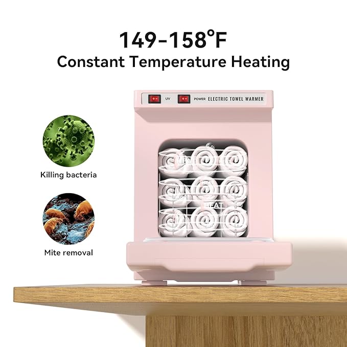 Hot Towel Warmer for Spa, 5.5L Thermostatic Towel Heater, 2-in-1 Professional Mini Towel Warmer, Beauty Salon and Spa Towel Warmers for Facial.(5.5L-Pink)