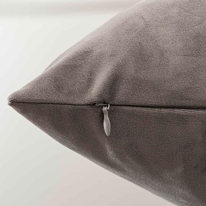 JUSPURBET 24x24 Decorative Velvet Throw Pillow Covers Cases Set of 2,Ash | Modern Soft Cushion Covers with Invisible Zipper for Couch Sofa Bed Living Room Bedroom Home Decor