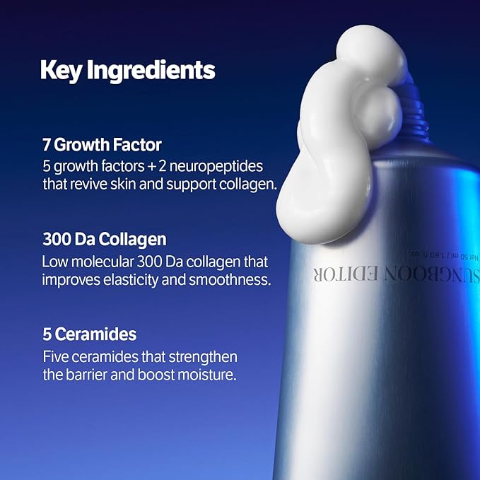 SUNGBOON EDITOR Deep Collagen 7GF Korean Night Cream for Face and Neck | Advanced Skincare Formula & Nighttime Moisturizer | 5 Ceramides & Retinol | Firm-Looking/Barrier-Supporting, 1.69oz