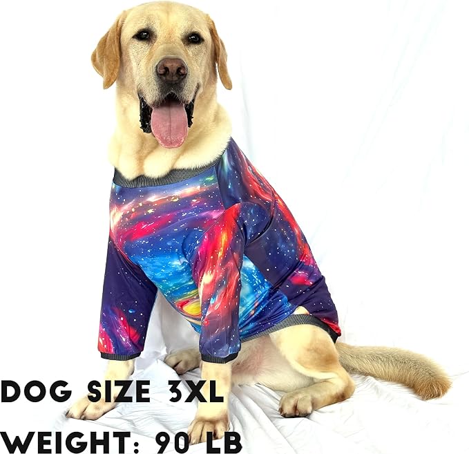 Dog T Shirts with Fantasy Galaxy Pattern Printed Pet Shirt Softable Pajamas for Large Dogs,Galaxy L
