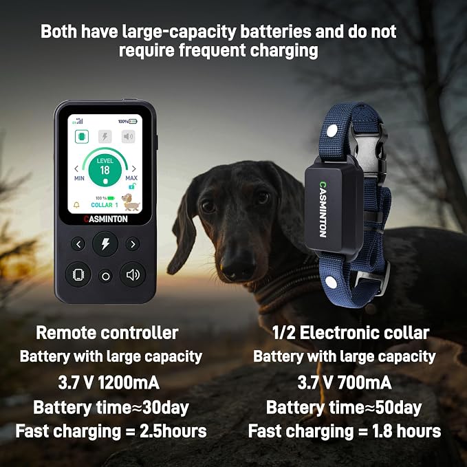 Shock Collar for Dogs [CRS01] 126 Training Levels,4Powerful Modes with 2.8inch LCD high-Definition display100% Safe Training Collar for Large Medium Small Dogs IPX7 Waterproof (Blue)