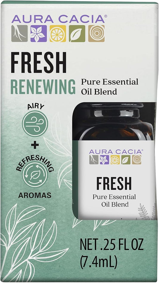 Aura Cacia Fresh Essential Oil Blend, Boxed 0.25 fl. oz. - Light Aroma, No Synthetic Fragrances