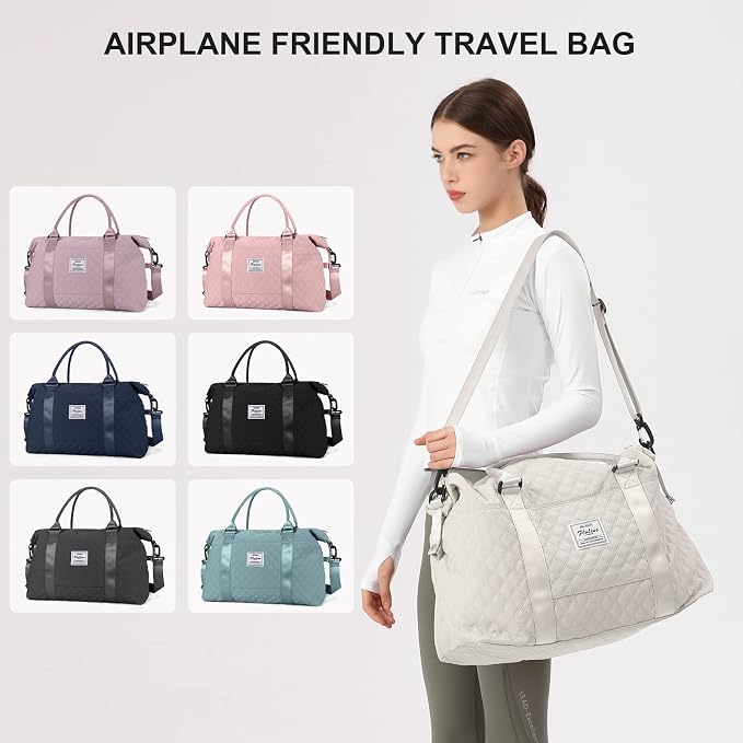 Travel Duffel Bag, Carry On Overnight Weekender Bags for Women | Travel Bag with Wet Pocket & Trolley Sleeve, For Spirit Airlines 18x14x8 Personal Item Bag