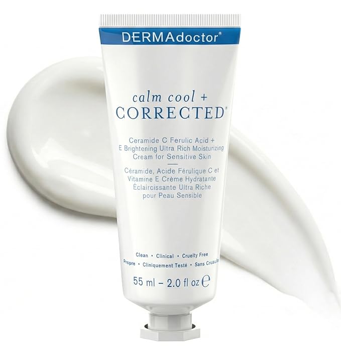 DERMAdoctor Ceramide Serum Skin Barrier Cream, Dermatologist Formulated Vitamin C Face Cream with Ferulic Acid + Vitamin E Oil; Ceramide Moisturizer Skin Barrier Repair for Sensitive Skin - 2.0 oz