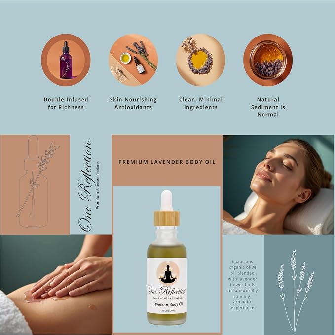 Orangic Double-Infused Lavender Massage Oil for Massage & Aromatherapy,1 fl oz-100% Natural Lavender Oil, Spa-Quality All-Natural Orangic Body Massage Oil