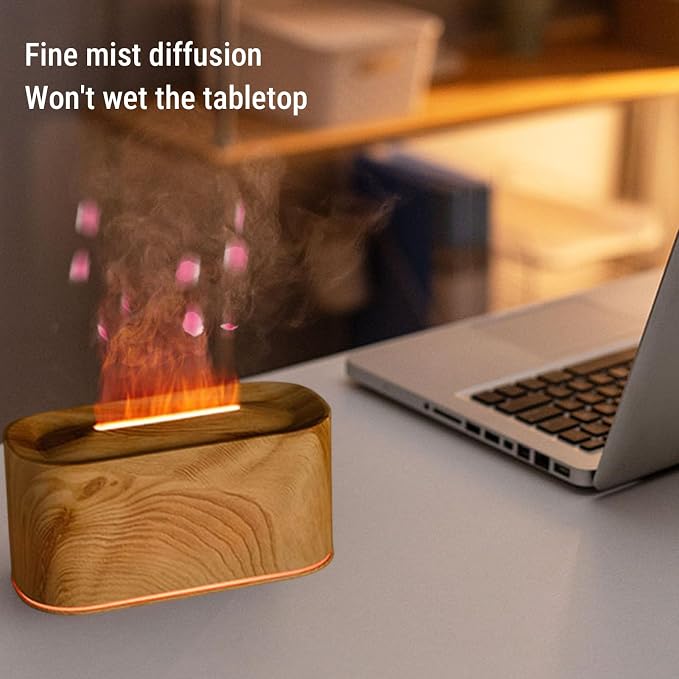 Asixxsix Essential Oil Diffuser, Aromatherapy Diffuser Cool Mist Humidifier with 7 Colors Light, Scent Aromas Diffuser, Quiet Flame Diffuser for Essential Oil, Home, Office, Bedroom (Light Wood