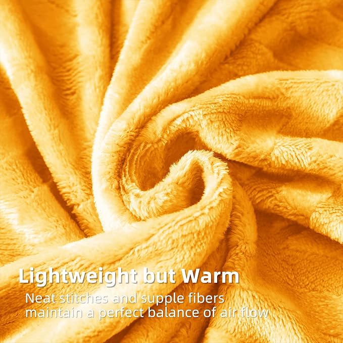 Whale Flotilla Flannel Fleece Fall Bed Blanket Queen Size, Lemon Yellow | Lightweight Breathable Soft Bedspread, Plush Fluffy Coverlet Chevron Design Decorative Blanket for Home Life, 90x90 Inch