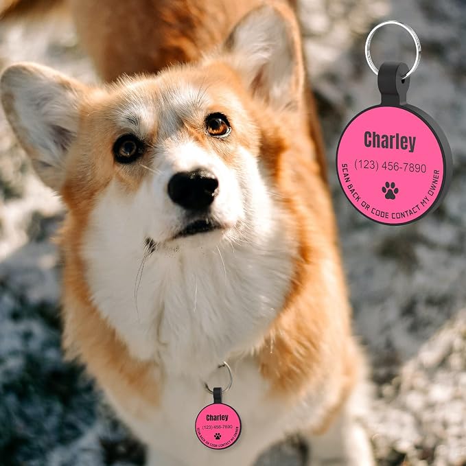 MYLUCKYTAG Silent Silicone QR Code Pet ID | Personalized Dog & Cat Collar Tag | Online Profile with Scanned Location Alert Email