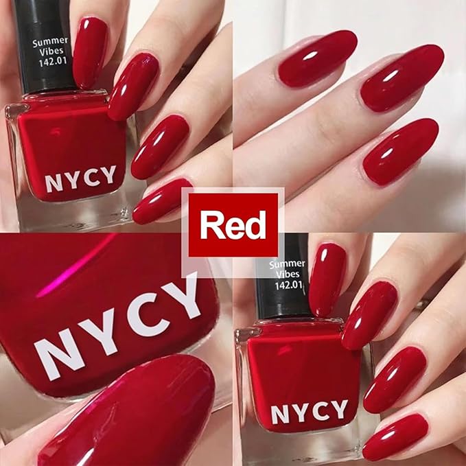 COSMOO 13ml Red Quick Dry Nail Polish, Red Long-Lasting Nail Lacquer for Nail Art Varnish, 0.43 fl oz