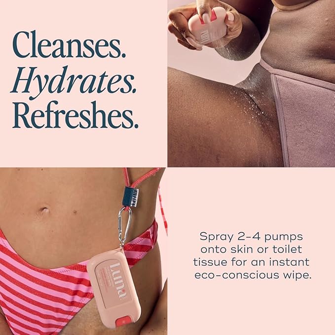 Luna Daily Body Cleansing Spray | Hydrating pH-Balanced Feminine & Body Mist | Gentle & Moisturizing for Intimate Hygiene, Underarms & Private Parts | Travel Essential for Women, Gym & Daily Care,30ml