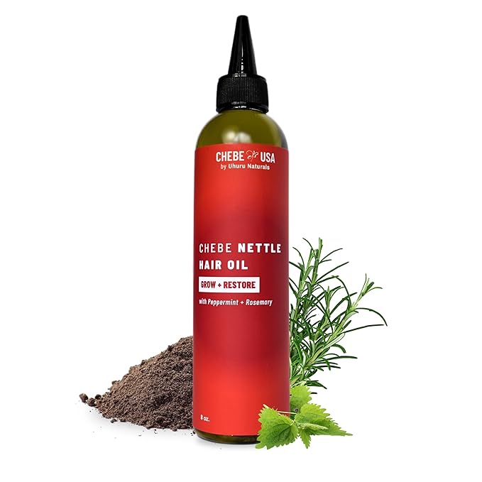 Original Chebe Hair Oil with Nettle (8oz) – Nourishing & Moisturizing Hair Treatment for Thicker-Looking Hair – Authentic Chebe for All Hair Types