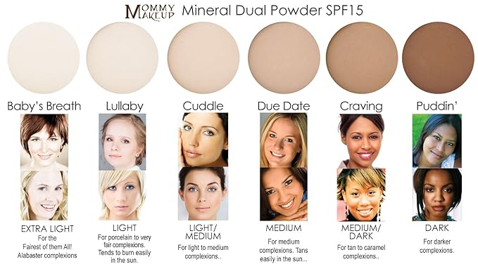 Mineral Dual Powder - 4-in-1 Pressed Mineral Foundation with SPF 15 for Flawless Glow - Oil-Free, Talc-Free, Gluten-Free, 0.45 oz (Due Date - Medium) by Mommy Makeup