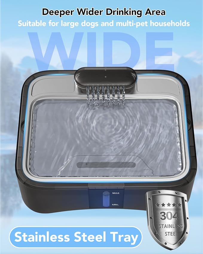UPSKY Cat Water Fountain, 2.25Gal Large Capacity for Multi-Pet Homes | Ultra Quiet 304 Stainless Steel, Anti-Clog Pump with 4 Filters, Non-Slip Mat Included, Easy to Clean, Smart LED & Anti-Dry