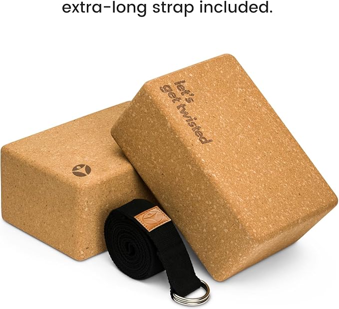 Cork Yoga Blocks 2 Pack – High Density Non Slip with Select Cork Grain for Chip-Resistant Durability | Extra Thick 4” for Support & Stability | Natural, Smooth, and Crumble Free | Body By Yoga